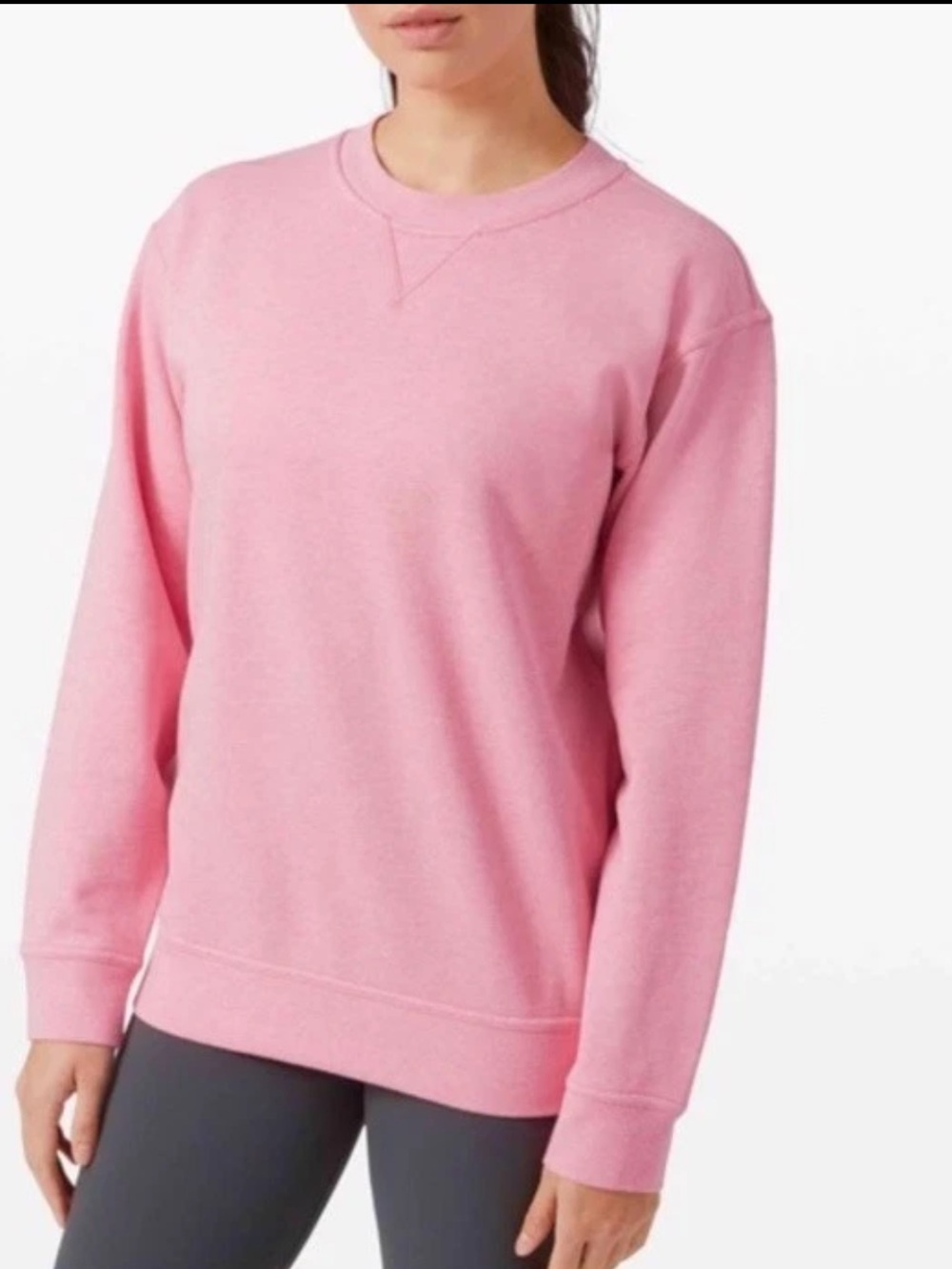 Lululemon All Yours Crew Terry In Heathered Azalea Pink Size 8